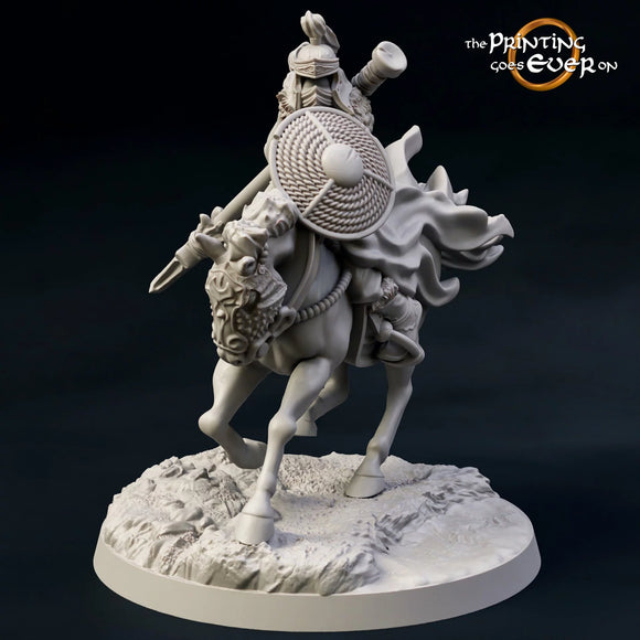 Dark Spearman Mounted - The Printing Goes Ever On - Great for use with MESBG, D&D, RPG's....