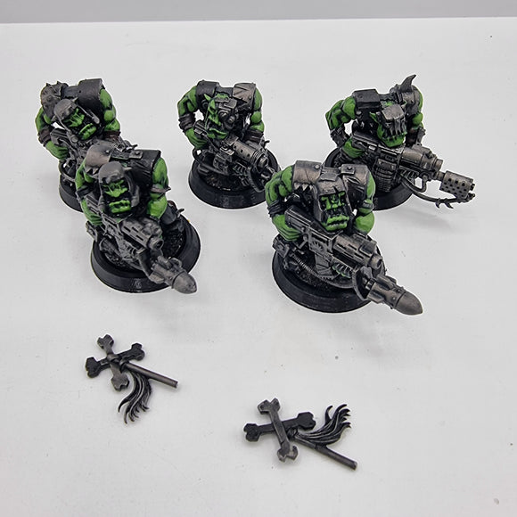 Warhammer 40K - Orks - Nobz With Shooty Weapons x5 - Painted #17350
