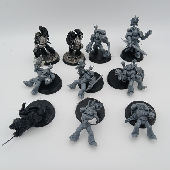 Warhammer 40K - Space Marines - Deathwatch - Kitbashed Space Marines x10, parts missing #18937