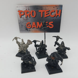 Warhammer Fantasy The Old World - Dwarf - 5x Metal Miners with command #19736