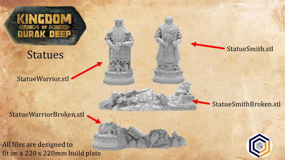 Dwarven Statues ~ Kingdom of Durak Deep Great for use with MESBG, D&D, RPG's....