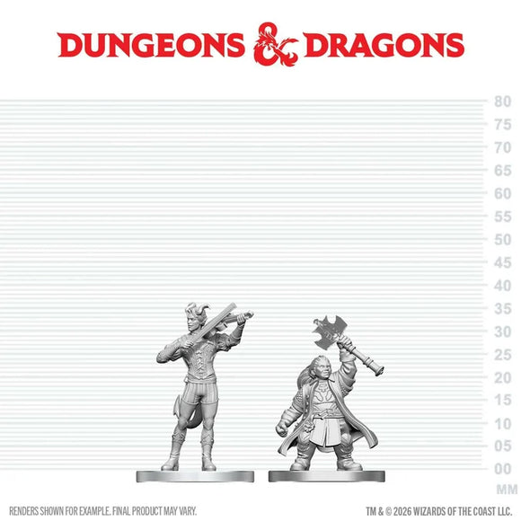 D&D Nolzur's Marvelous Unpainted Miniatures: Tiefling Bard & Dwarf Cleric