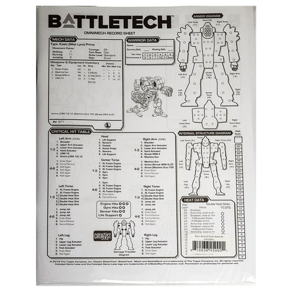 BattleTech - Omnimech Record Sheet