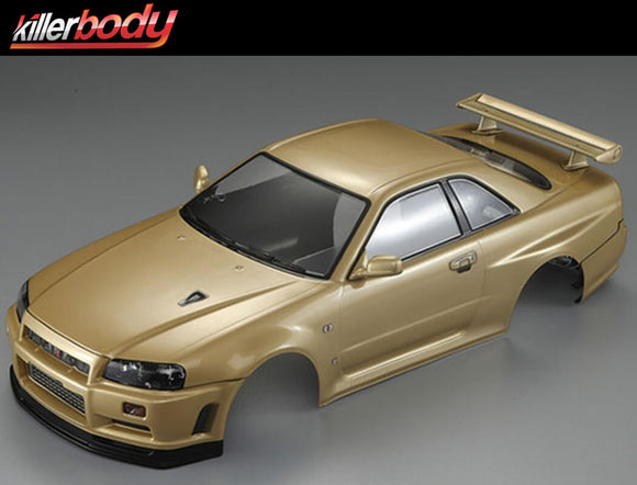 Killerbody Nissan Skyline R34 Finished 195mm bodyshell - Ch. Gold