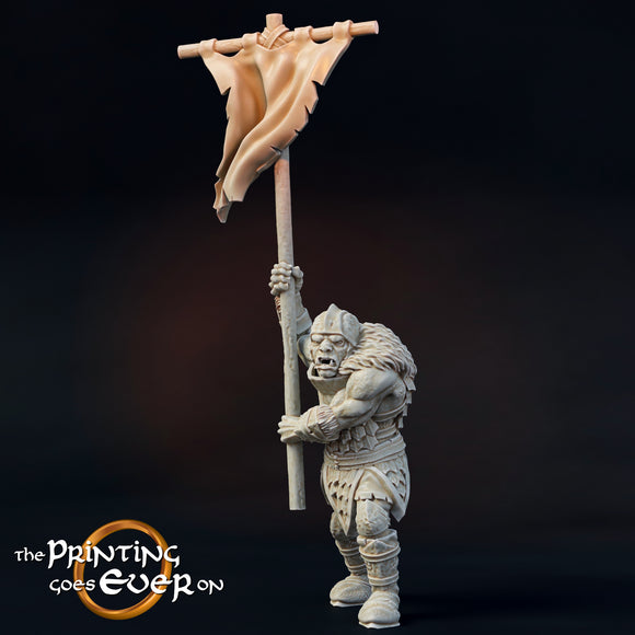 Orc Standard Bearer - The Printing Goes Ever On - Great for use with MESBG, D&D, RPG's....