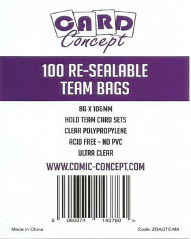 Card Concept Re-Sealable Team Bags
