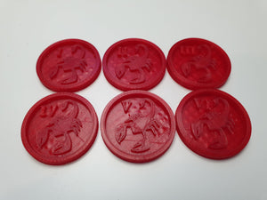 Red Scorpions - 3D Objective Tokens 1 to 6 Translucent Red - Pro Tech 